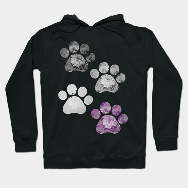 Subtle Floral Paw Prints Flag Hoodie by Gedwolcraeft